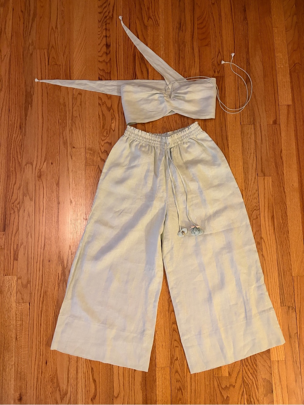 Sand bandeau and sorrento pant in sage